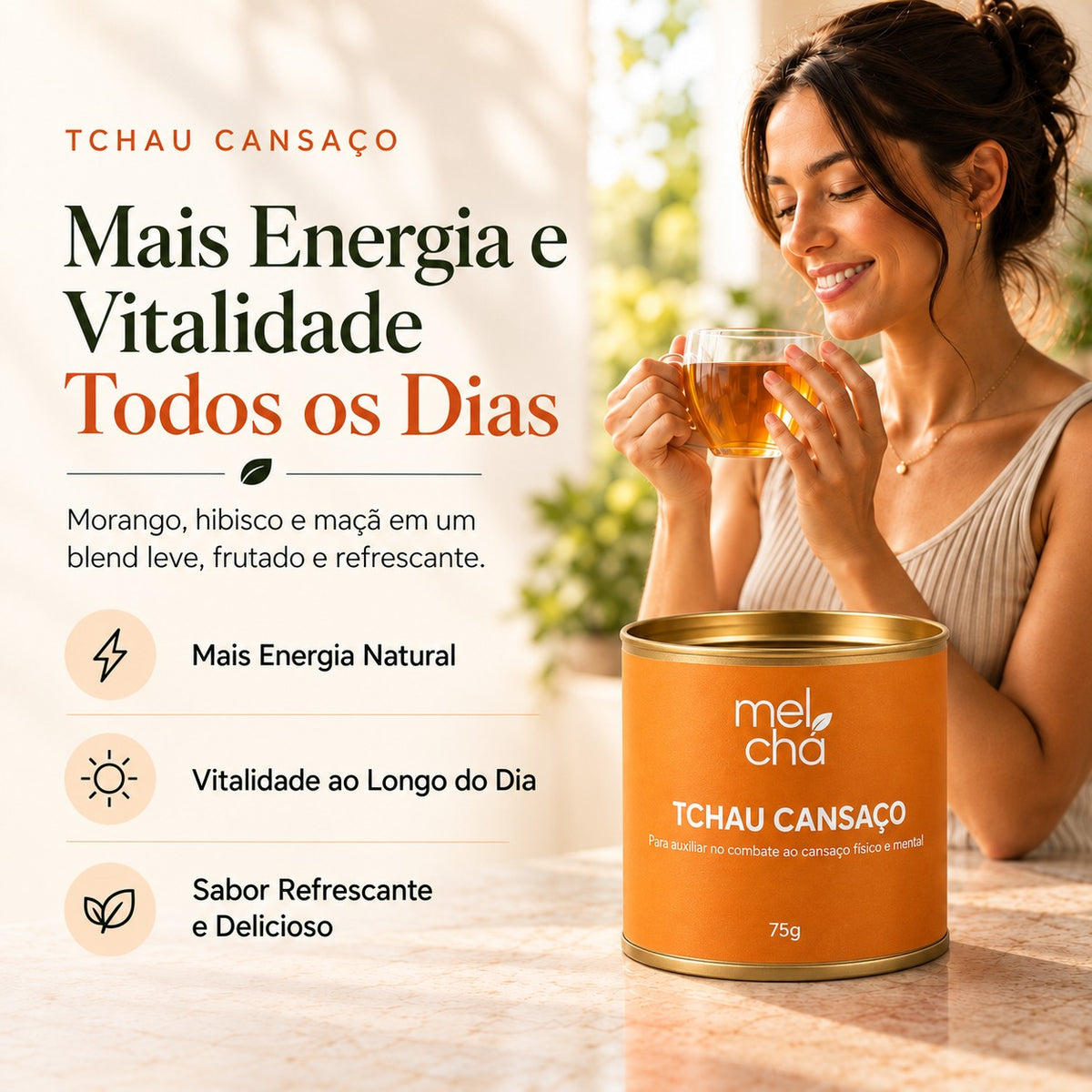 Kit Tchau Cansaço e Tchau Toxinas + Garrafa Infusora de Vidro Mel Chá