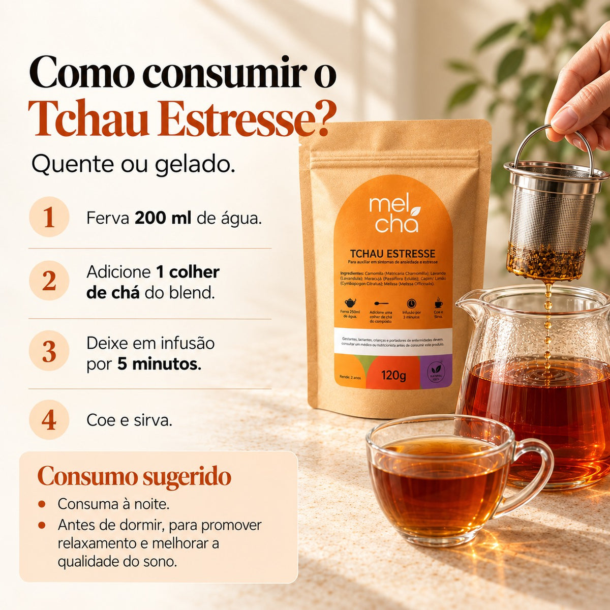 Kit Tchau Menopausa e Tchau Estresse + Garrafa Infusora de Vidro Personalizada