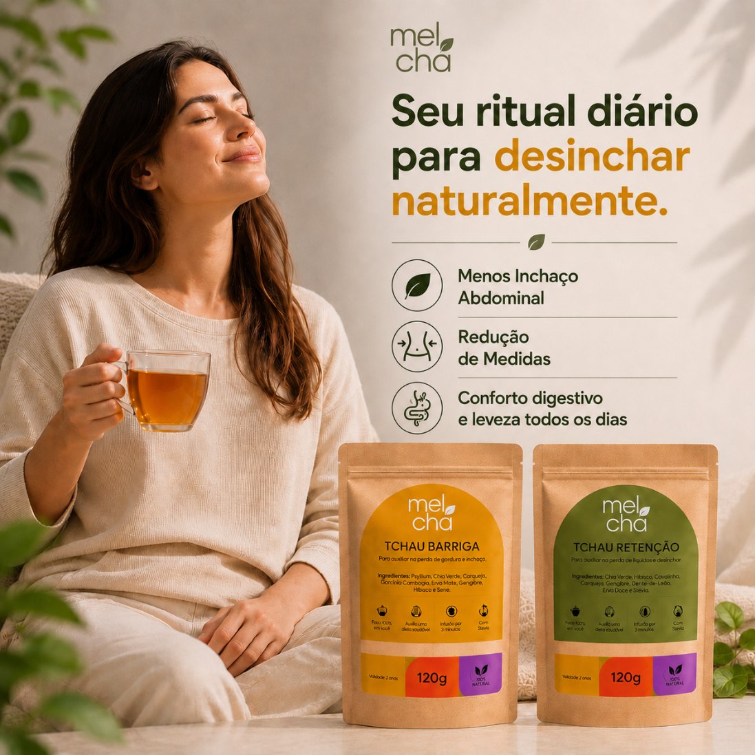 Kit Detox - Tchau Barriga + Tchau Retenção + Garrafa Infusora Personalizada
