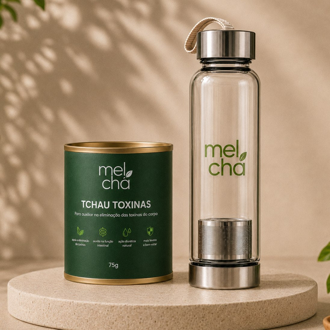 Kit Tchau Toxinas + Garrafa Infusora - Sabor envolvente com efeito detox para o seu dia