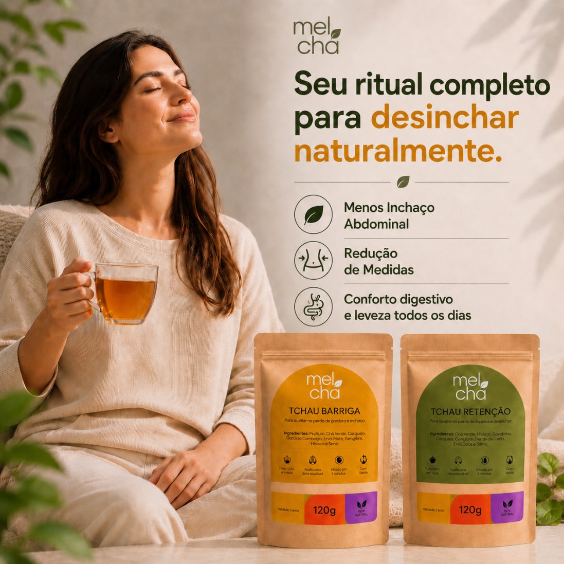 Combo Detox (Tchau Barriga + Tchau Retenção) – Menos Inchaço e Excessos, Mais Leveza e Bem-Estar