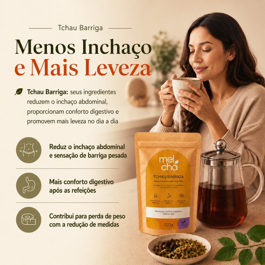 Kit Tchau Barriga + Garrafa Infusora - Menos Inchaço, Mais Leveza e Conforto Digestivo