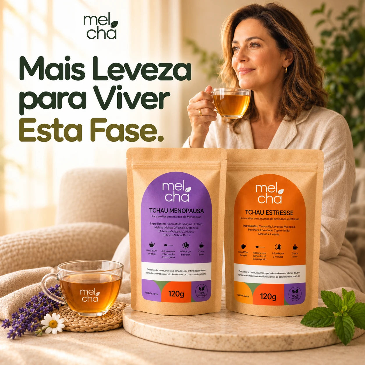 Combo Tchau Menopausa + Tchau Estresse. Mais Leveza para Viver Esta Fase.