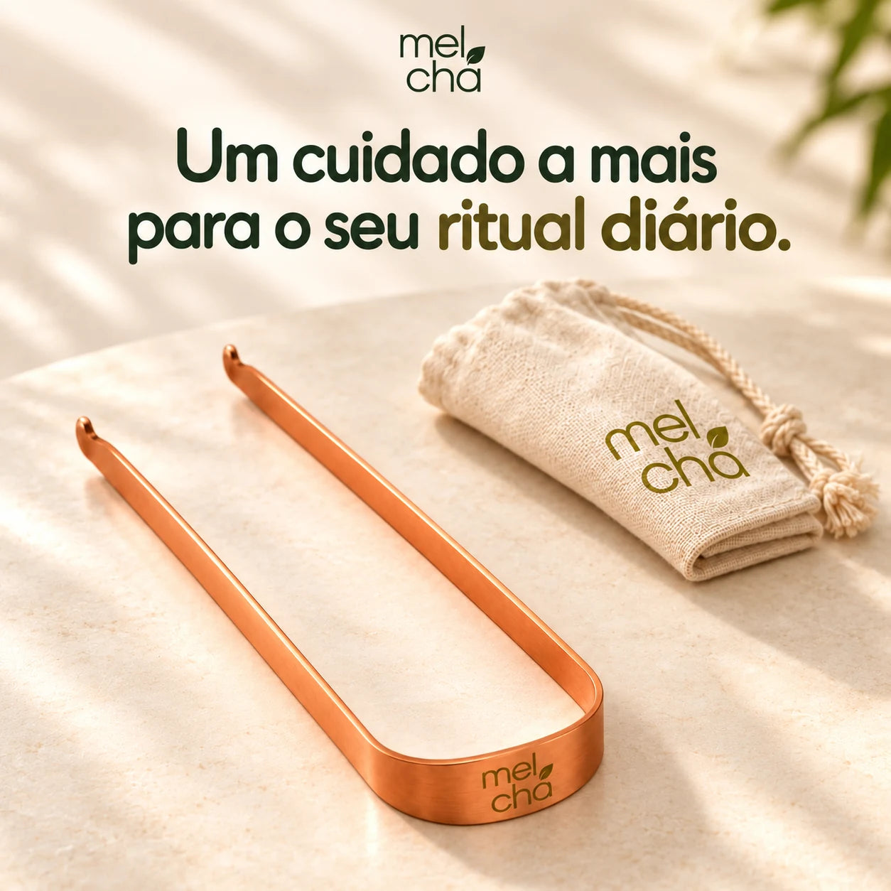Raspador de Língua em Cobre Puro. Um cuidado a mais para o seu ritual diário.