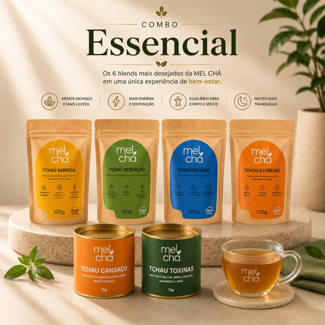 Combo Essencial Mel Chá – 6 Chás Premium para Todos os Momentos