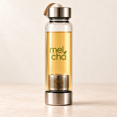 Garrafa de Vidro com Infusor Inox Personalizada Mel Chá