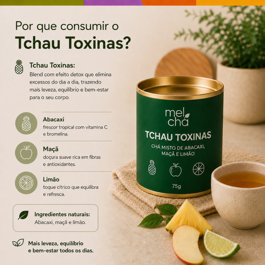Kit Vitalidade - 4 Chás Premium + Garrafa Infusora Personalizada