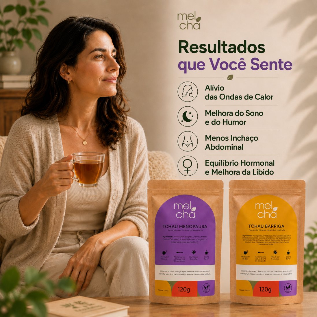 Kit Tchau Menopausa e Tchau Barriga + Garrafa Infusora Personalizada