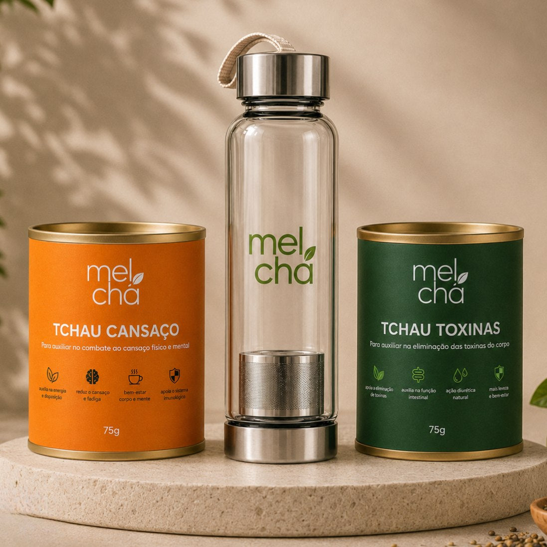 Kit Tchau Cansaço e Tchau Toxinas + Garrafa Infusora Personalizada