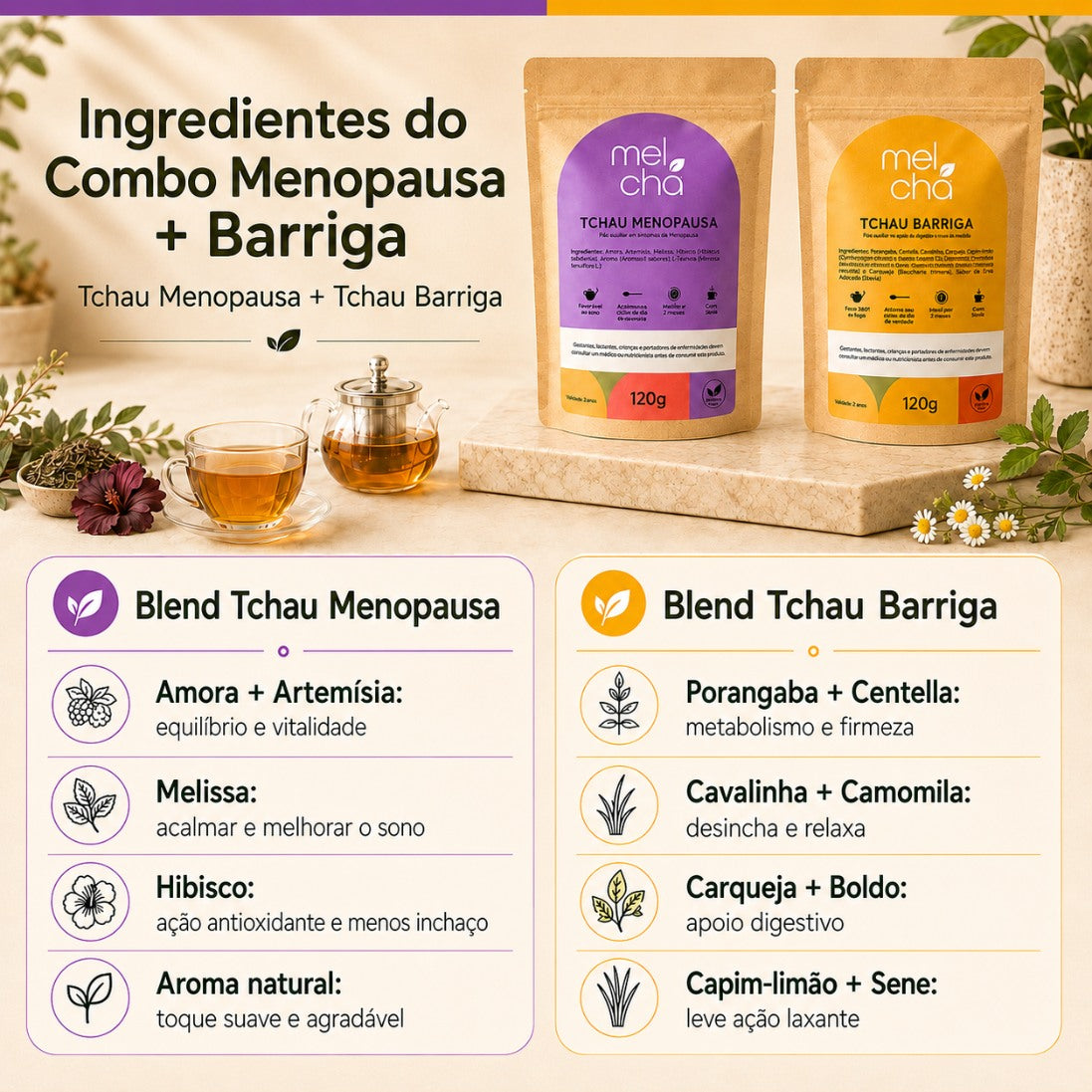 Kit Tchau Menopausa e Tchau Barriga + Garrafa Infusora Personalizada