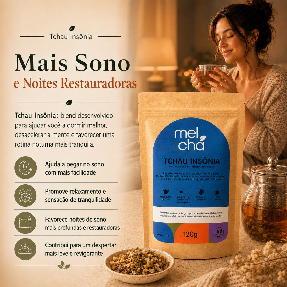 Chá Tchau Insônia – Experiência Natural para Noites Mais Tranquilas