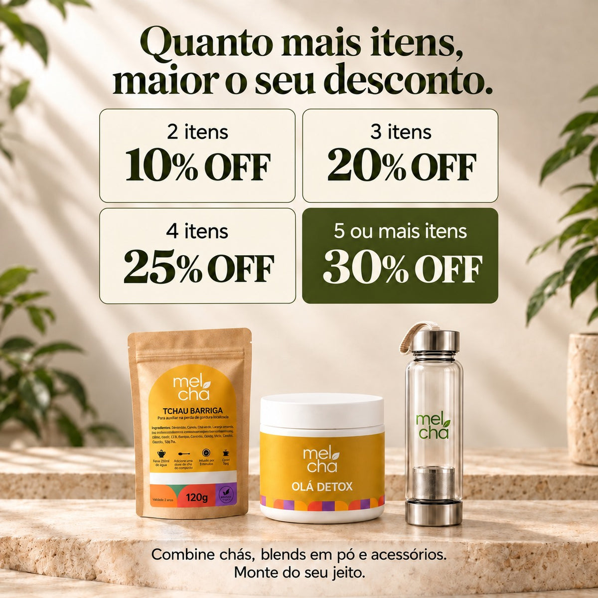 Monte seu Kit Mel Chá - Até 30% OFF