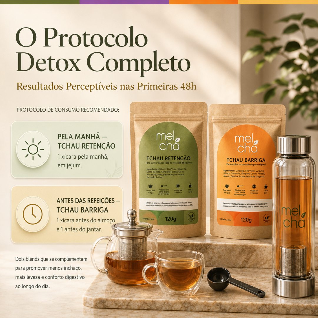 Combo Detox (Tchau Barriga + Tchau Retenção) – Menos Inchaço e Excessos, Mais Leveza e Bem-Estar