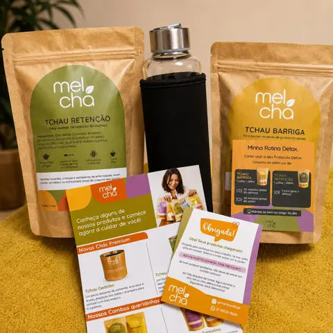 Pedido Mel Chá com Tchau Retenção, Tchau Barriga e garrafa infusora.