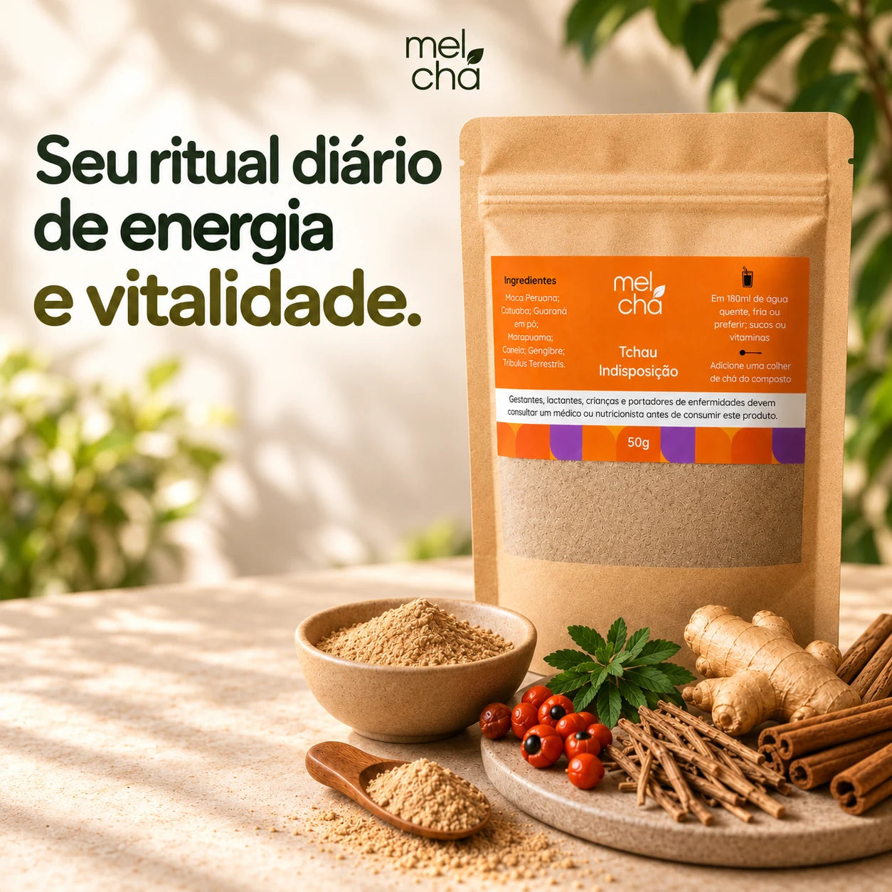 Tchau Indisposição. Seu ritual diário de energia e vitalidade.